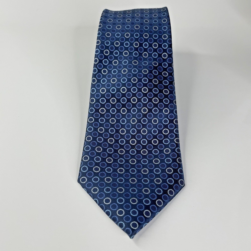 Cedar Wood State Mens Tie Blue Circles Polka Dots Necktie 60"
